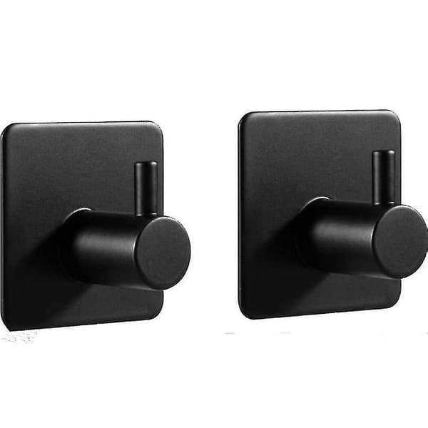 2pcs Black Self Adhesive Robe Hooks Wall Hook