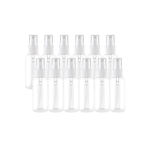 12pcs Spray Bottles, Clear Empty Fine Mist Plastic Mini Travel Bottle Set, Small Refillable Liquid Containers 60ml