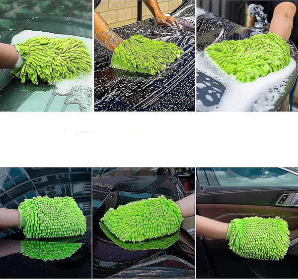 Car Wash Mitt 2 Pack Large Size Microfiber Wash Mitt Winter Light Blue Light green
