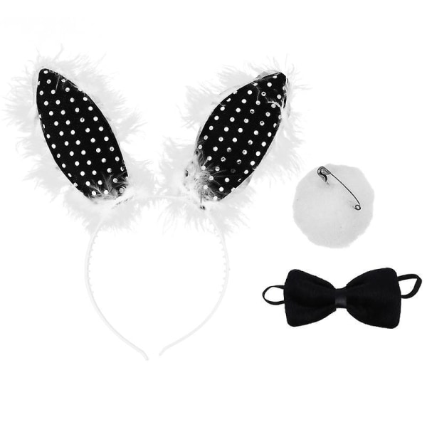 2 Sets/6pcs Easter Cosplay Set Bunny Rabbit Ears Tail Bow Tie Costume Kit