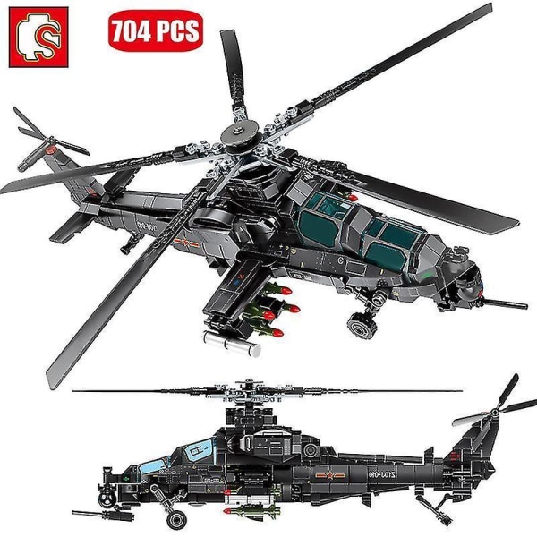 Sembo Technical Military Armed Helicopter Model Building Blocks Kits Swat Police Fighter Aircraft Bricks Gunship Toys For Boysno Original Box3