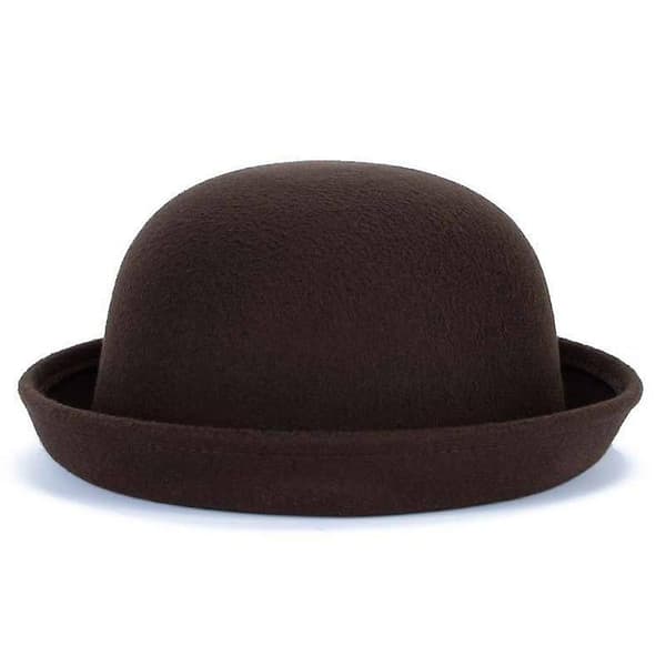 Bowlerhatt i ull for foreldre og barn, Fedora-hatter Dome coffee 54cm
