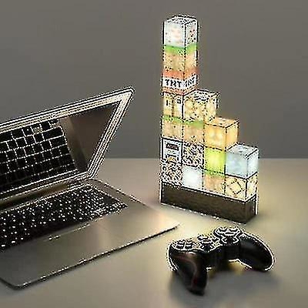 16 stk. Minecraft Byggekloss Lampe Skrivebordslampe Spleiselampe Sammenføyningslampe DIY Perfekt Kvalitet
