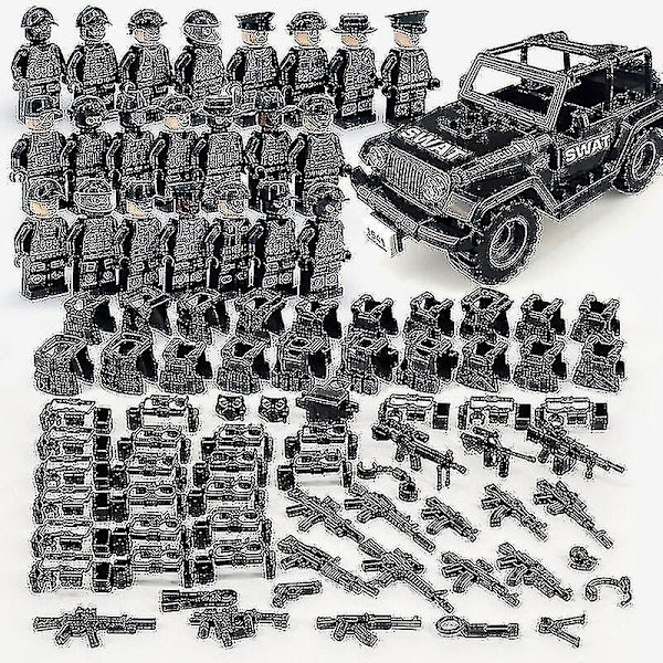 Military Building Blocks Series Black Special Police And Off-road Vehicle Set Small Particles Assembled