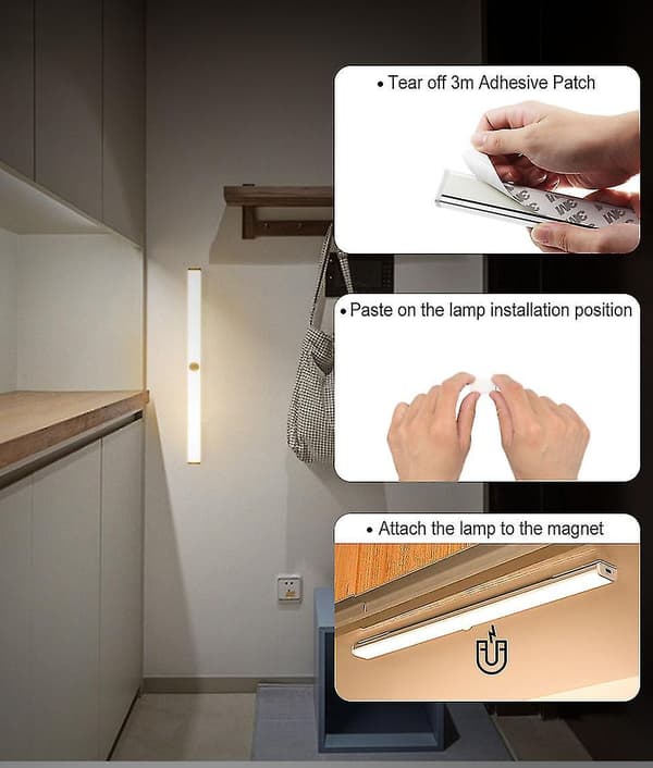 Led Closet Light 6/10/20 Led Pir Motion Sensor Night Light Dimmable Under Cabinet For Cupboard Wardrobe Stairs Kitchen 6 Lights