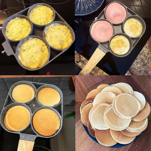 2/4 Hull Stekepanne Tykk Omelettpanne Non-stick Egg Pannekake Biffpanne 4 hole