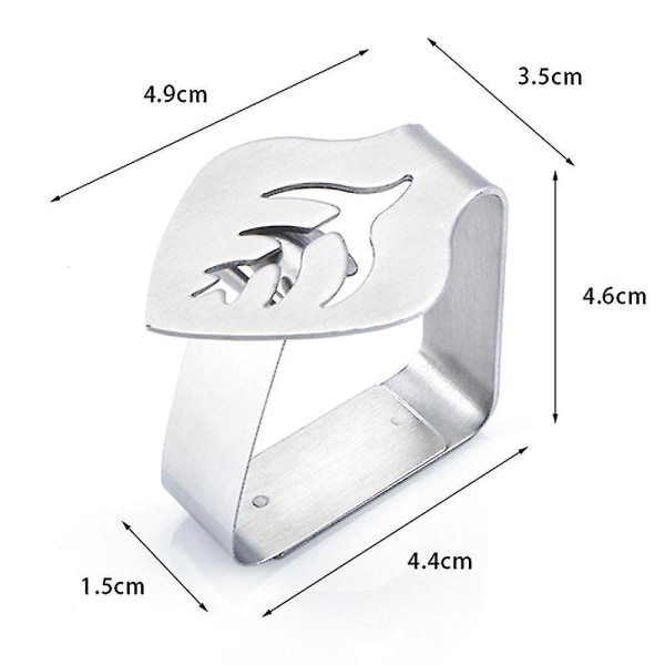 Bordklype i rustfritt stål, bladformet, holder for duk 4PCS