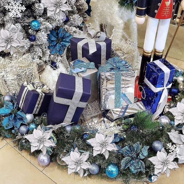 Julestjerner Julepynt Glitter Julestjerne Blomster Til Juletrepynt (12-pakning)