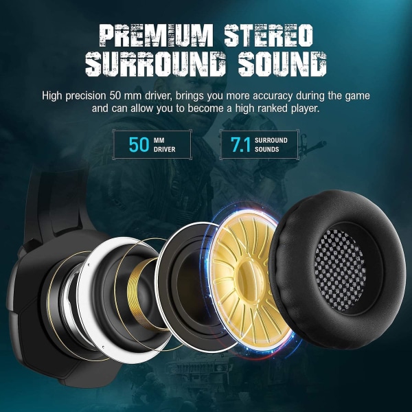 Stereo PC Gaming Headset med Støjreducerende Mikrofon til PS4 PS5 Xbox Series K5