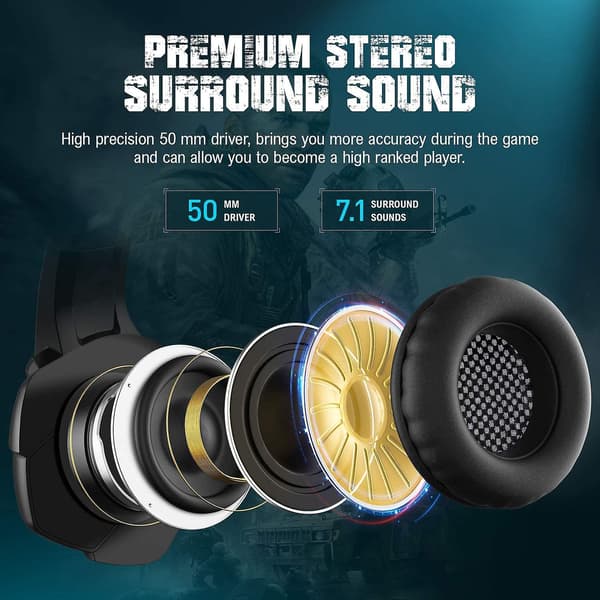 Stereo PC Gaming Headset med Støyreduserende Mikrofon for PS4 PS5 Xbox Series K5