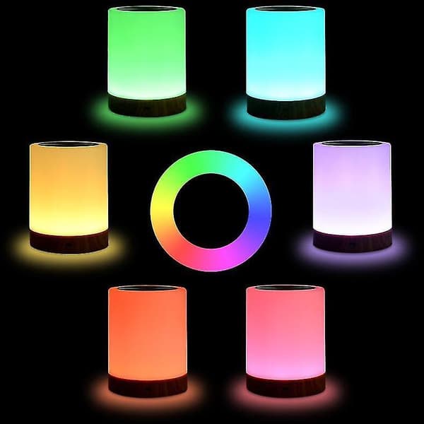 Led Bedside Lamp,dimmable Atmosphere Table Lamp, 16 Colors Night Light