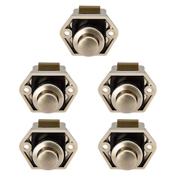 10pcs Mini Push Button Drawer Cupboard Door Catch Lock Caravan Motorhome Nickel Boat Lock Knob Nickel 5pcs