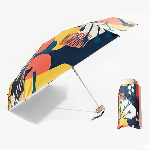 Mini Lomme 5 Folding Solskjerm Solrik Paraply Regn Kvinner Solbeskyttelse Semporna 8k