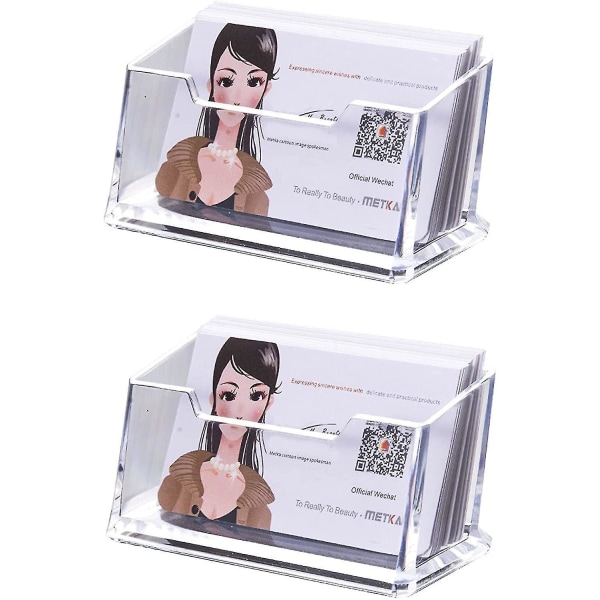 2 Pcs Business Card Holders Small, Business Card Stand Holder, Desktop