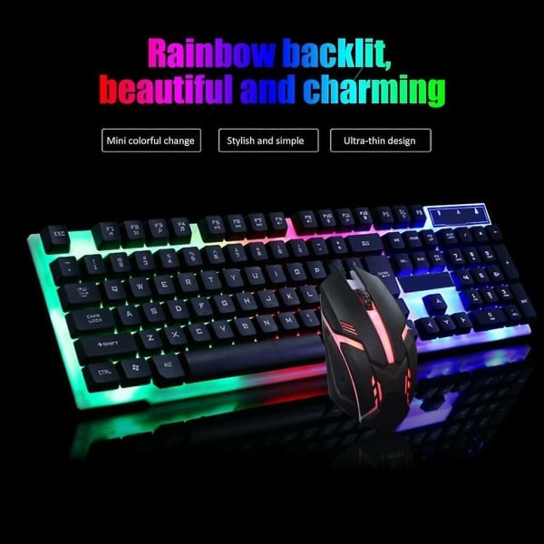Gaming Keyboard And Mouse Set Rgb Led Usb Mechanical Pc Laptop Mac