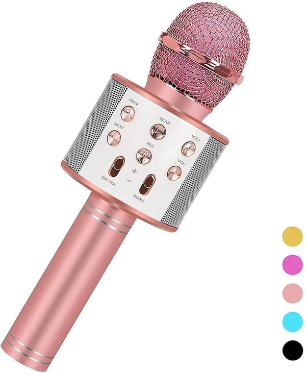 Bursdagsgave til 6-15 åringer, trådløs Bluetooth karaoke-mikrofon Rose Gold