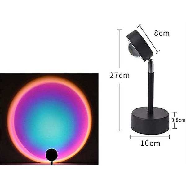 180 Graders Rotation Solnedgangslampe, romantisk Visuel Solnedgangsprojektionslampe, med USB color 3