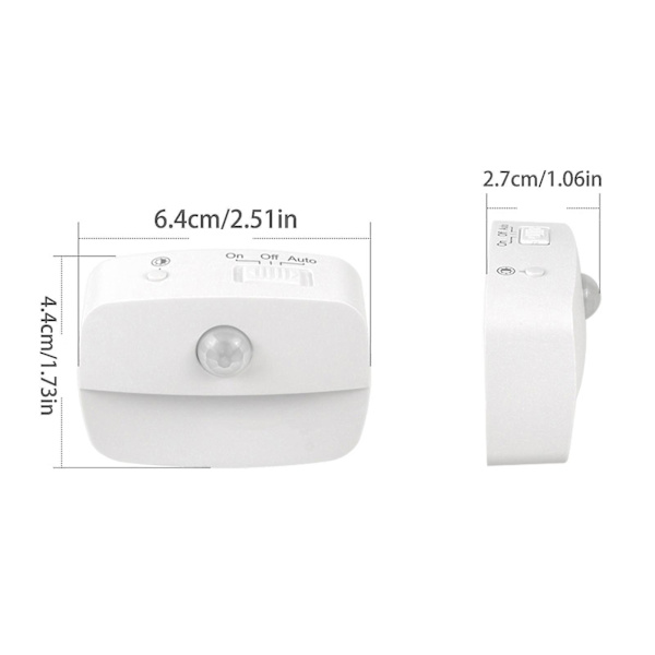 Motion Sensor Led Night Light Battery Powered Indoor Closet Cabinet Wall Ca white