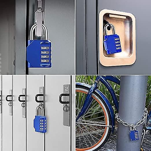 2pcs Combination Padlock Heavy Duty Lock -  Waterproof 4-digit Combination Lock For School, Gym, Outdoor Shed Locker Blue-2 Pack