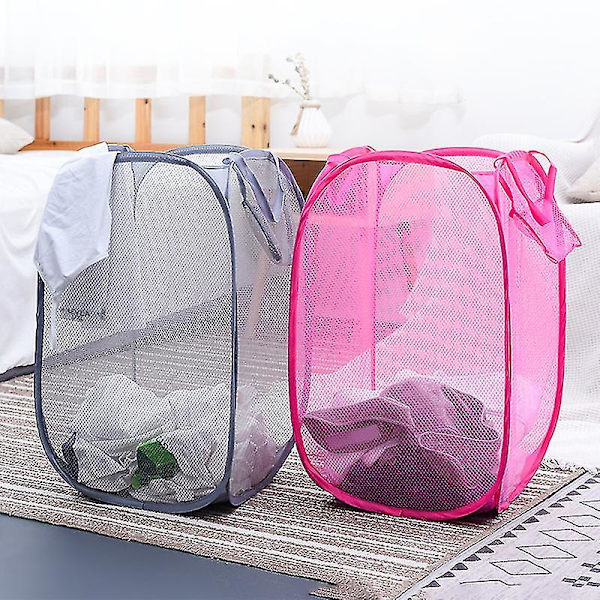 Foldable Laundry Baskets Pop Up Easy Open Mesh Laundry Clothes Hamper Basket For College Dorm Orange