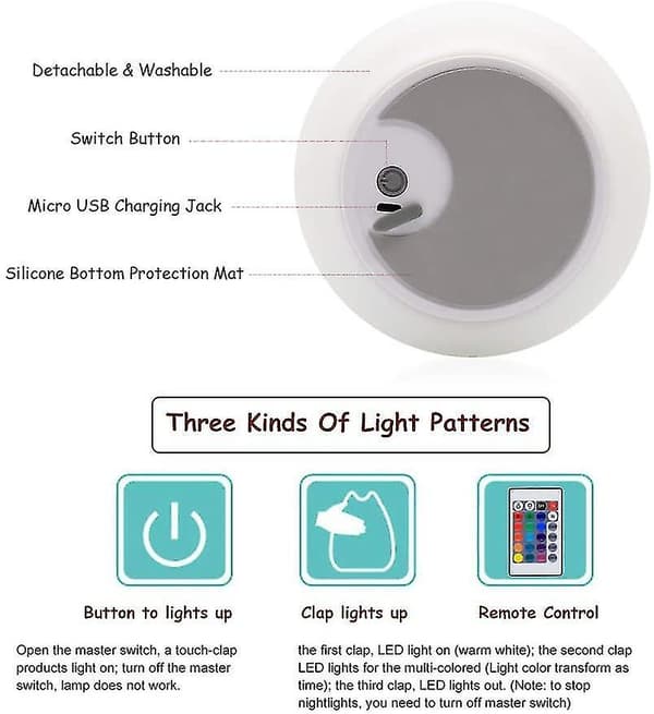 Children's Night Light, Kids Cat Lamp, Remote Control Dimmable Light With 16 Rgb