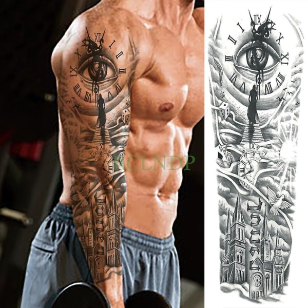 Waterproof Temporary Tattoo Sticker Totem Geometric Full Arm C
