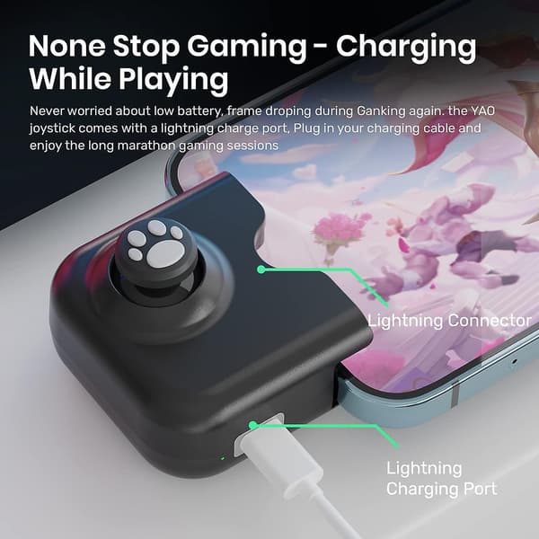 Yao L1 Pro Mobil Spil Controller Joystick Til Iphone (ios 13.4 Eller Senere, Til Ios Mobilspil) Black