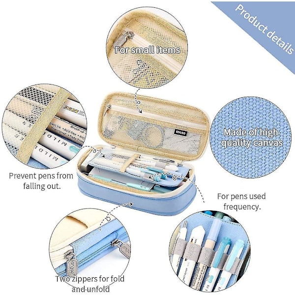 Large-capacity Pencil Case Storage Box Light Blue