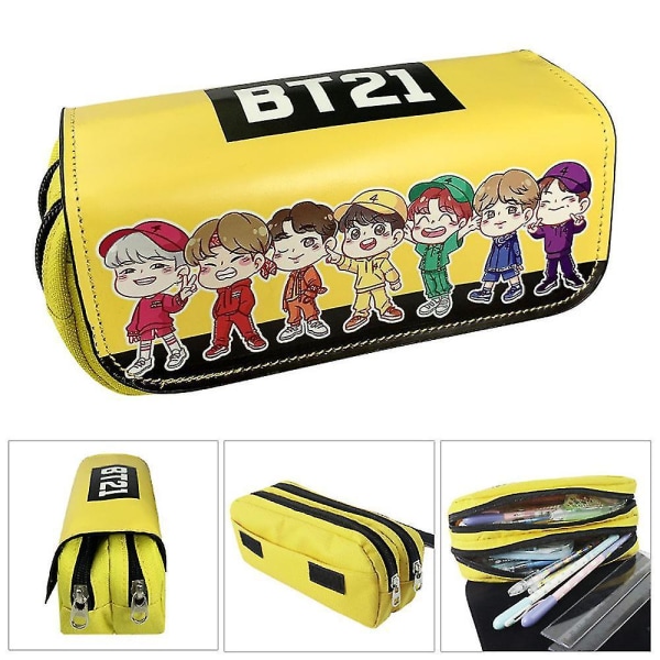 Bts Children Double-layer Pencil Case Large Capacity color-2