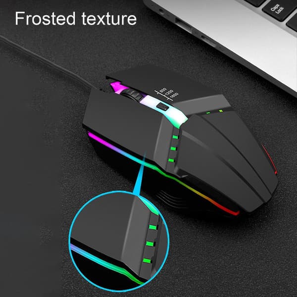 X3 USB Kablet Mus Lysende LED Farverige Lys 1600dpi E-sports Spil Computermus Til Desktop Black
