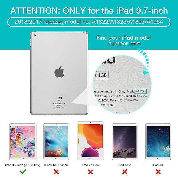 Compatible 2018/2017 Ipad 9.7 5th / 6th Generation - Slim Lightweight Cover Silver