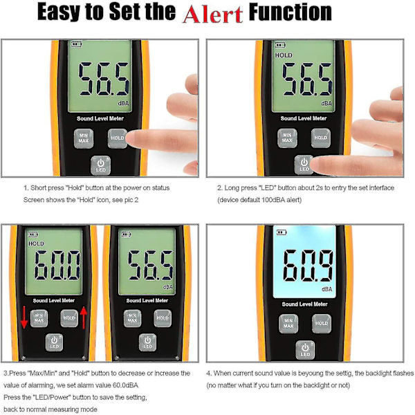 Digital Sound Level Meter Handheld Sound Level Meter With Programmable Alarm Value Function, 30-130db(a) Decibel Noise Meter Tester Measureme