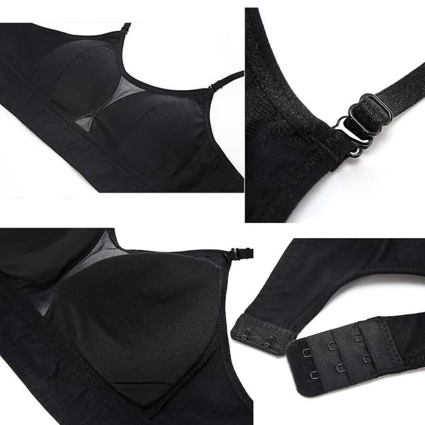 Women's Low Back Bras Without Steel Ring Backless Bra Deep V Neck Sexy Backless Bralette Black 75B