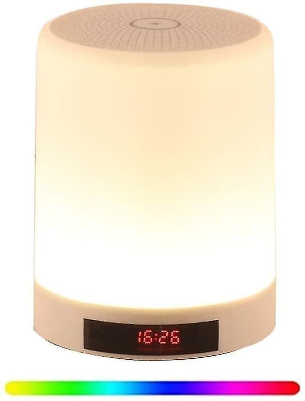 Bluetooth-kaiutin LED-lamppu, 3 kosketuksella himmennettävää tilaa ja 7 värin herätyskello