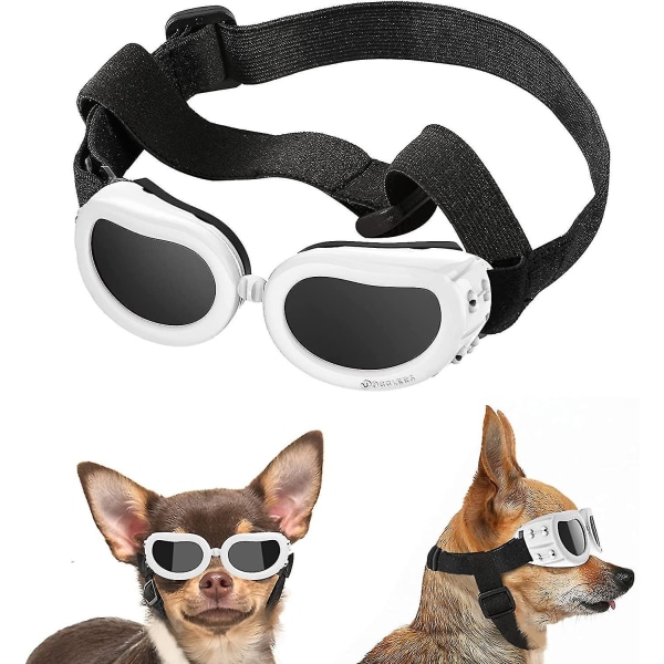 Small Dog Sunglasses Uv Protection Goggles Eye Wear Protection With Adjustable Strap Water white