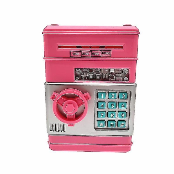 Electronic Piggy Bank Safe Atm Password Cash Box Automatic Deposit Banknotes Gifts Birthday Gifts High Quality Pink