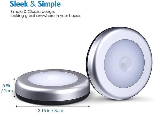 (6-pak) Bevægelsessensor Lys, Skabslys, LED Sensor Lys, Batteridrevet