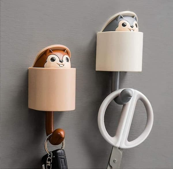 4 Pcs Cartoon Animal Sticky Hooks Entry Key Storage Hook Creative Coat Racks Organizer Hangers