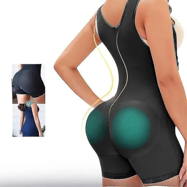Helkropsdragt efter operation med ærmer, shapewear-korset til taljetræning og slankende effekt Black M