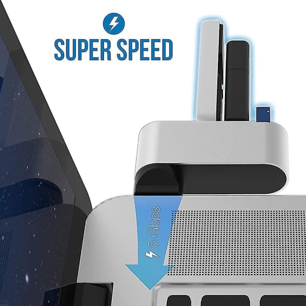 Aluminum Alloy Rotating Usb3.0 Hub Splitter Usb Hub Splitter 3 Port Usb 3.0 Hub Extension Silver