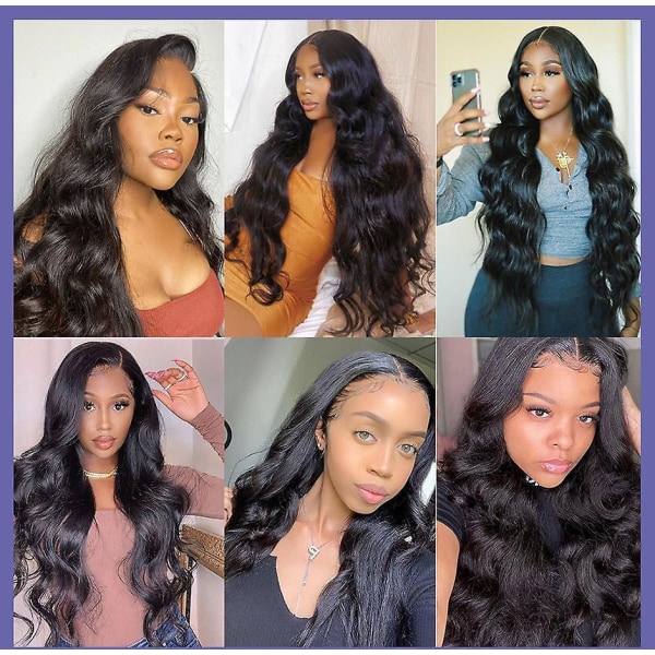 30 tommer Body Wave Lace Front Parykker For Kvinner Menneskehår Frontal Parykk Body Wave Lace Front