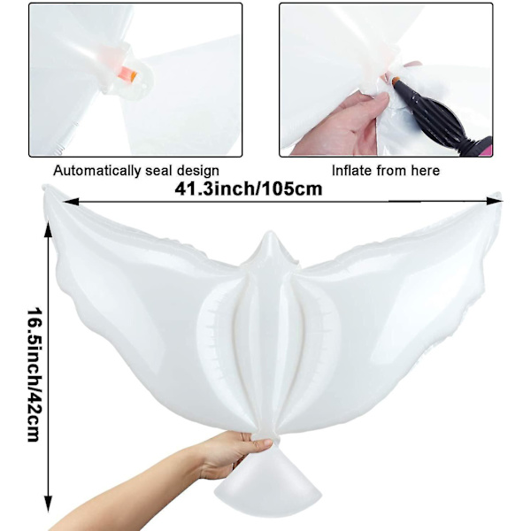 10/20 Pakk Hvite Fredsduer Ballonger Flygende Due For Bryllup, Jubileum, Dåp Bursdager Og Minnesmerker & Andre Anledninger - Miljøvennlig Biode 20pcs