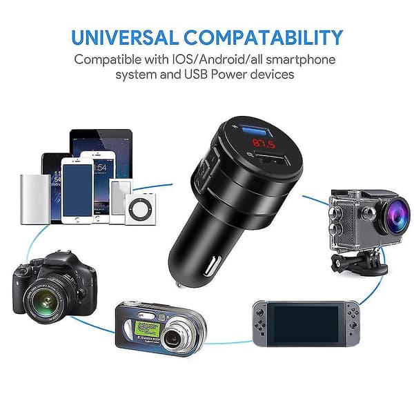 bluetooth Car Fm Transmitter Dual Usb Charger Socket Aux Adapter Hands-free Fast Charging