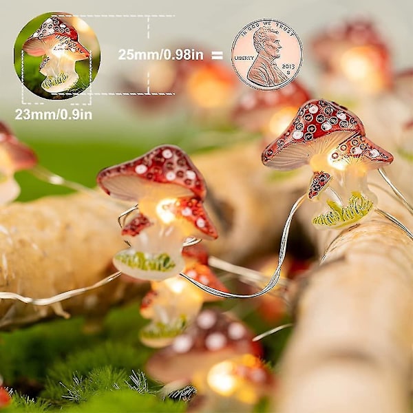 Mushroom Decoration Led String Lights 10 Feet 30 Led Battery-powered Waterp