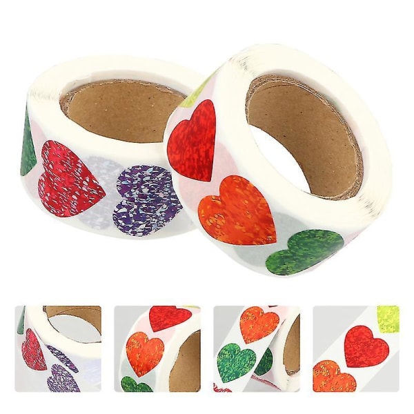 2 Rolls Valentine's Day Sealing Stickers Self-adhesive Heart Shape Labels