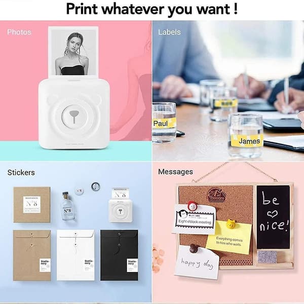 Bærbar Smart Fotoprinter Til Ios & Android Telefon White