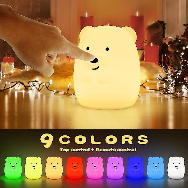 Rechargeable Bear Silicone Night Light With Touch Sensor And Remote Control
