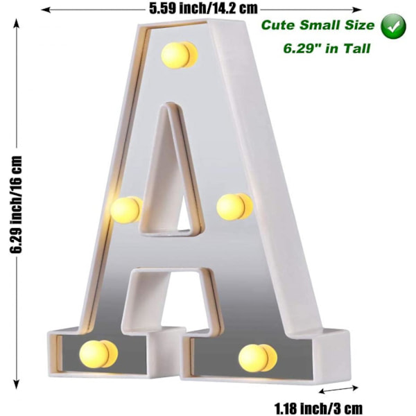 LED Marquee Bogstav Lys 26 Alfabet Lysende Bogstaver Skilt Perfekt Til Natlys Bryllup Fødselsdagsfest Julelampe Hjemmebar Dekoration B09 A