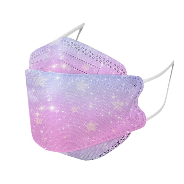 (a)50pices Colorful Starry Sky Gradient Children's Kn94 Mask Starry Sky Gradient Printing Kids Mask Willow Fish Type 3d Three-dimensional Child Studen