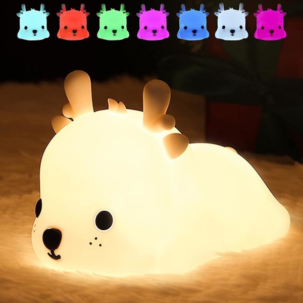 Deer Night Light For Kids Room Portable Silicone Baby Night Light 7 Colors Rechargeable